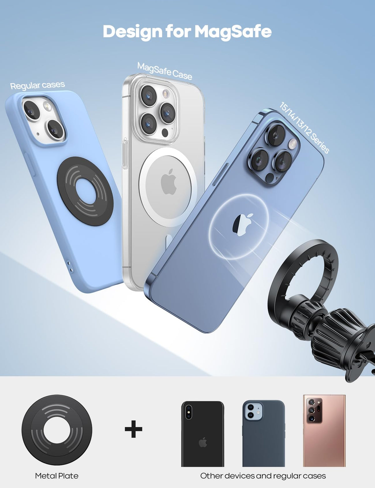 Lamicall MagSafe magnetic car vent phone mount, alternate view