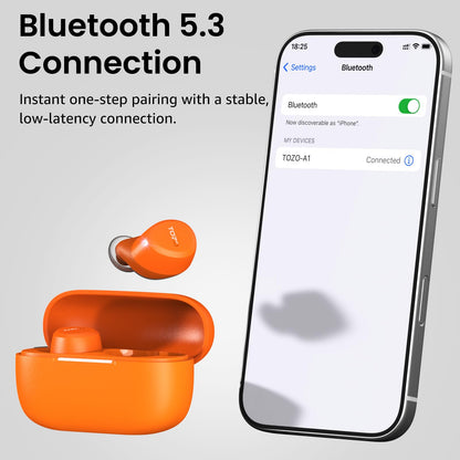 TOZO A1 wireless Bluetooth earbuds with charging case, alternate view
