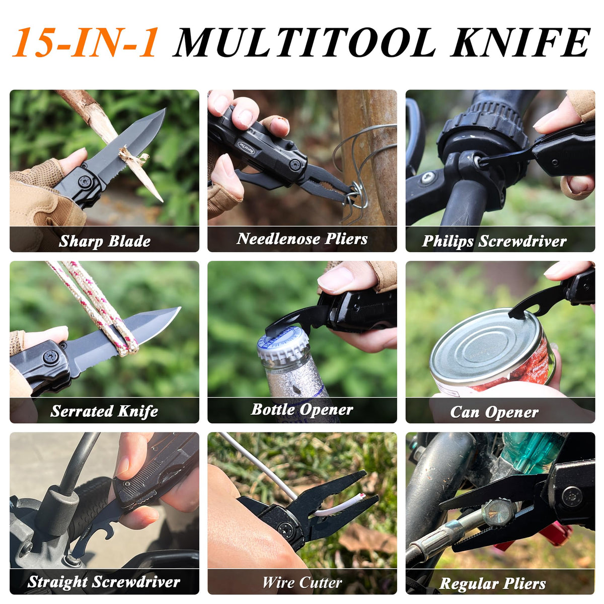 RoverTac 15-in-1 pocket multitool with pliers and nylon sheath, alternate view