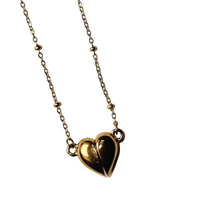 ABNA Gold: Together Forever Beaded Necklace – Separable Magnetic Mini Heart Pendant