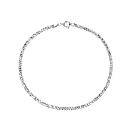 ALICE Silver (White Gold): Chunky Link Chain Necklace with Ring Fastener Pendant