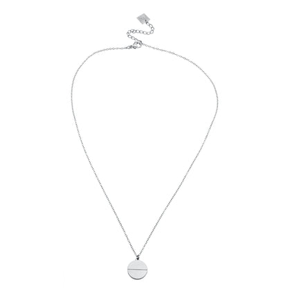 EMERSYN Silver (White Gold): Minimalist Metal & Shell Circle Pendant Necklace