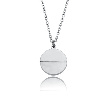 EMERSYN Silver (White Gold): Minimalist Metal & Shell Circle Pendant Necklace