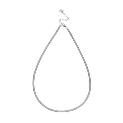 FRYDA Silver Toned (White Gold): Snake Skin Textured Mid Width Chain Necklace