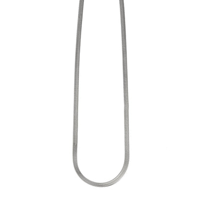 FRYDA Silver Toned (White Gold): Snake Skin Textured Mid Width Chain Necklace