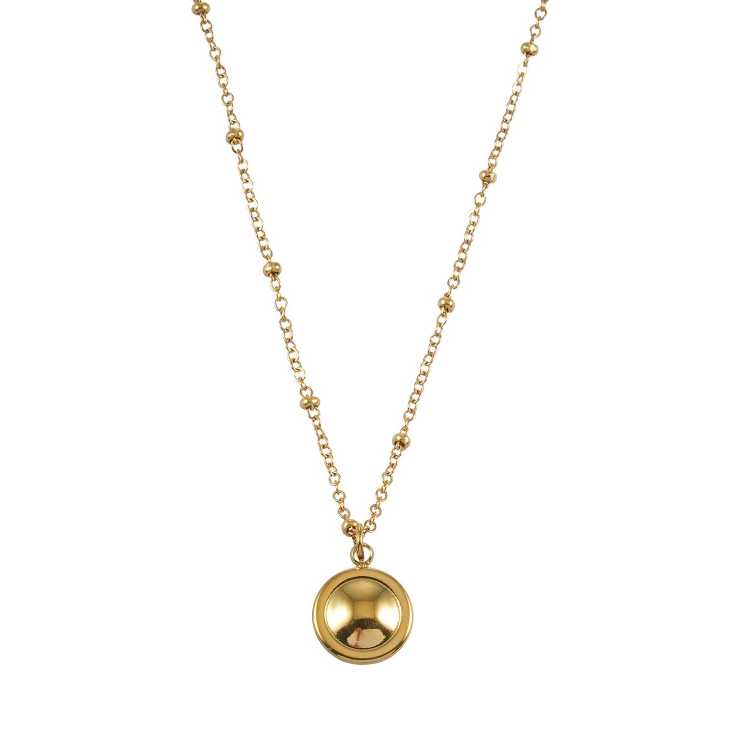 LATAHIA Gold: Beaded Chain necklace with Freshwater Pearl & Pavé Zirconia Border Pendant
