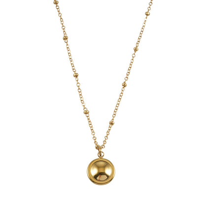 LATAHIA Gold: Beaded Chain necklace with Freshwater Pearl & Pavé Zirconia Border Pendant