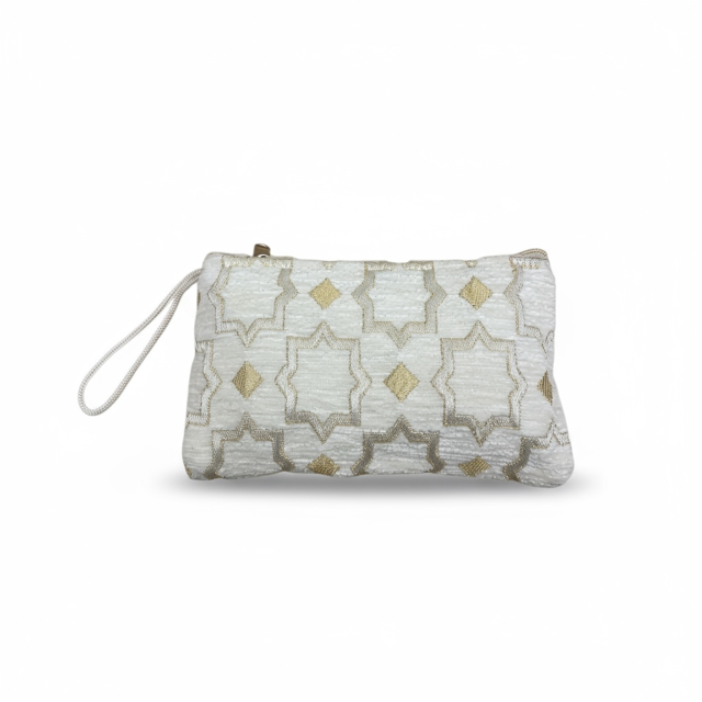 Brocade White Pouch (2 sizes available)