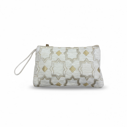 Brocade White Pouch (2 sizes available)