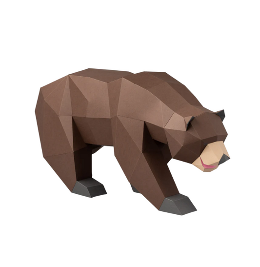 DIY Brown Grizzly Bear 3D Origami paper model Kit