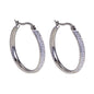 YARA Silver (White Gold): 'Pavé All the Way' Zirconia Hoop Earrings (Regular Size)