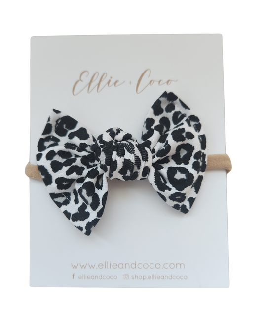 Knot Bow | Black and White Leopard