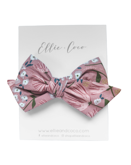 Antique Rose Floral Oversize Bow