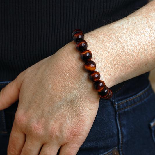 Tiger's Eye Red Bead Bracelet